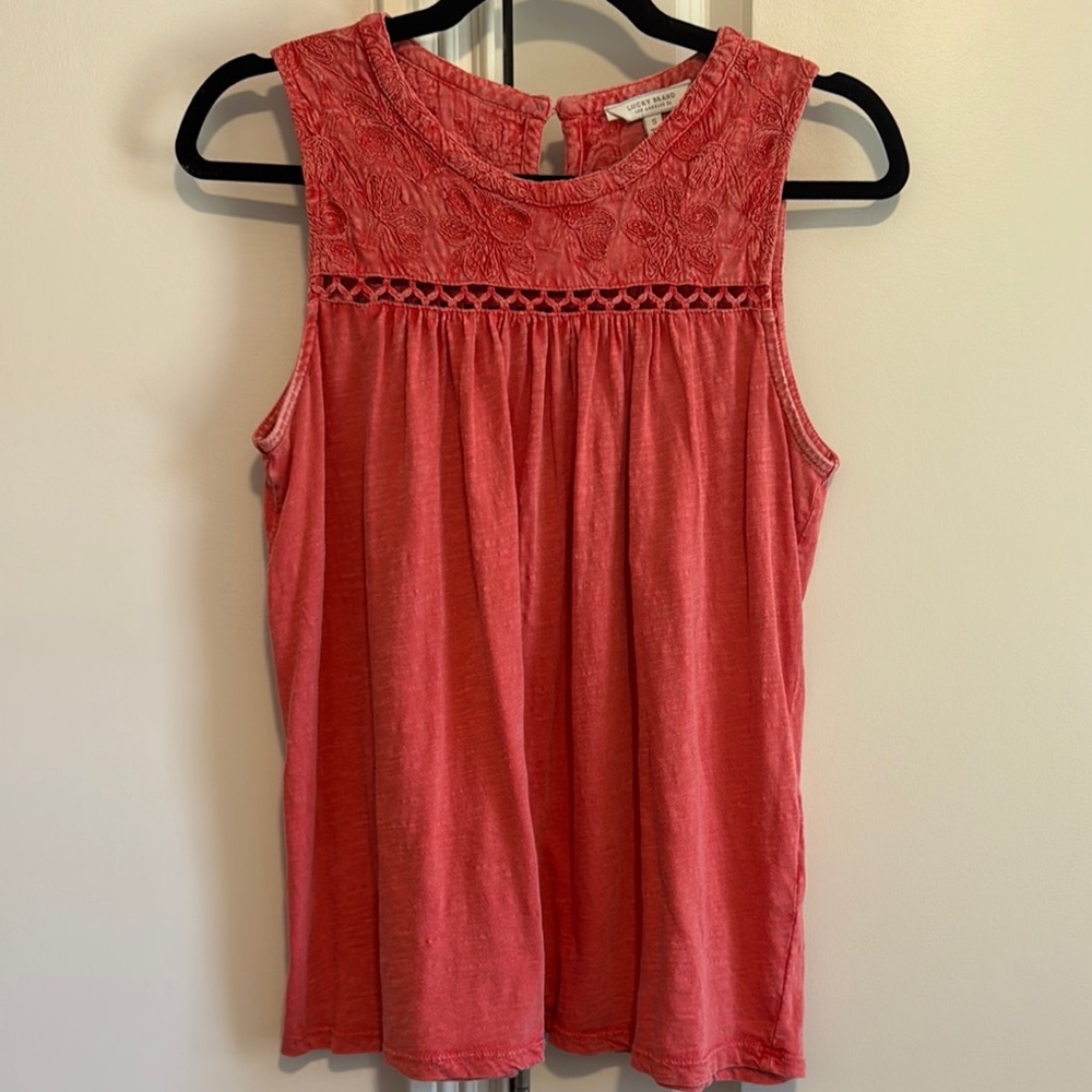 Sleeveless Red Lace Top